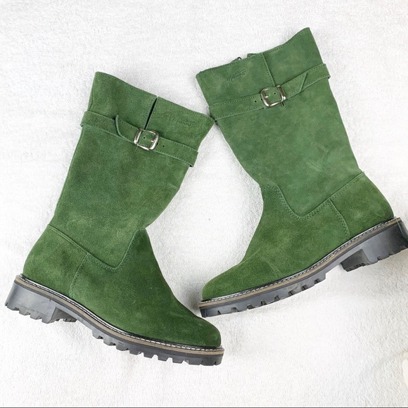 martinos Shoes - Martinos Green Suede Mid Calf Boots